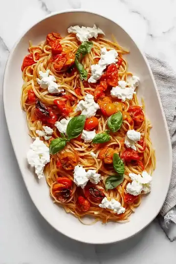 Creamy Roasted Tomato Burrata Pasta