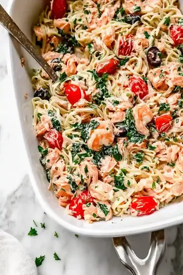 Easy Creamy Salmon Pasta Bake