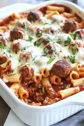 Easy Meatball Pasta Bake Recipe