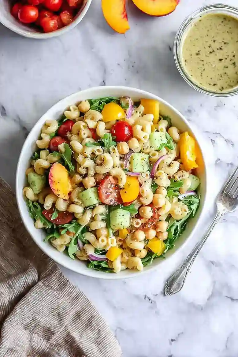 Vibrant Arugula Peach Pasta Salad - 2