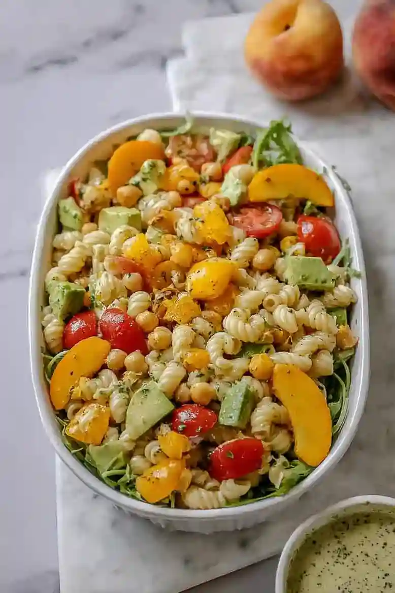 Vibrant Arugula Peach Pasta Salad - 1