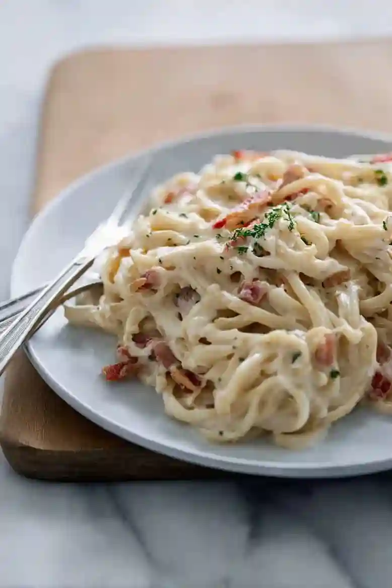 Creamy Spaghetti Alfredo with Bacon - 1