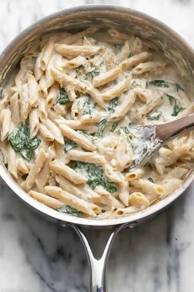 Easy Spinach Alfredo Penne Pasta - 1