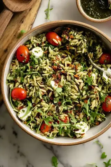 Refreshing Orzo Pesto Salad