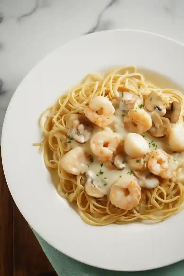 Shrimp and Scallop Alfredo Pasta - 1